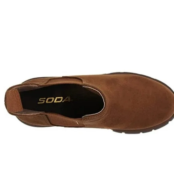 Soda Woman's Brown Ankle Booties Chunky Heel Size 6.5 Shoes NEW - Picture 2 of 8